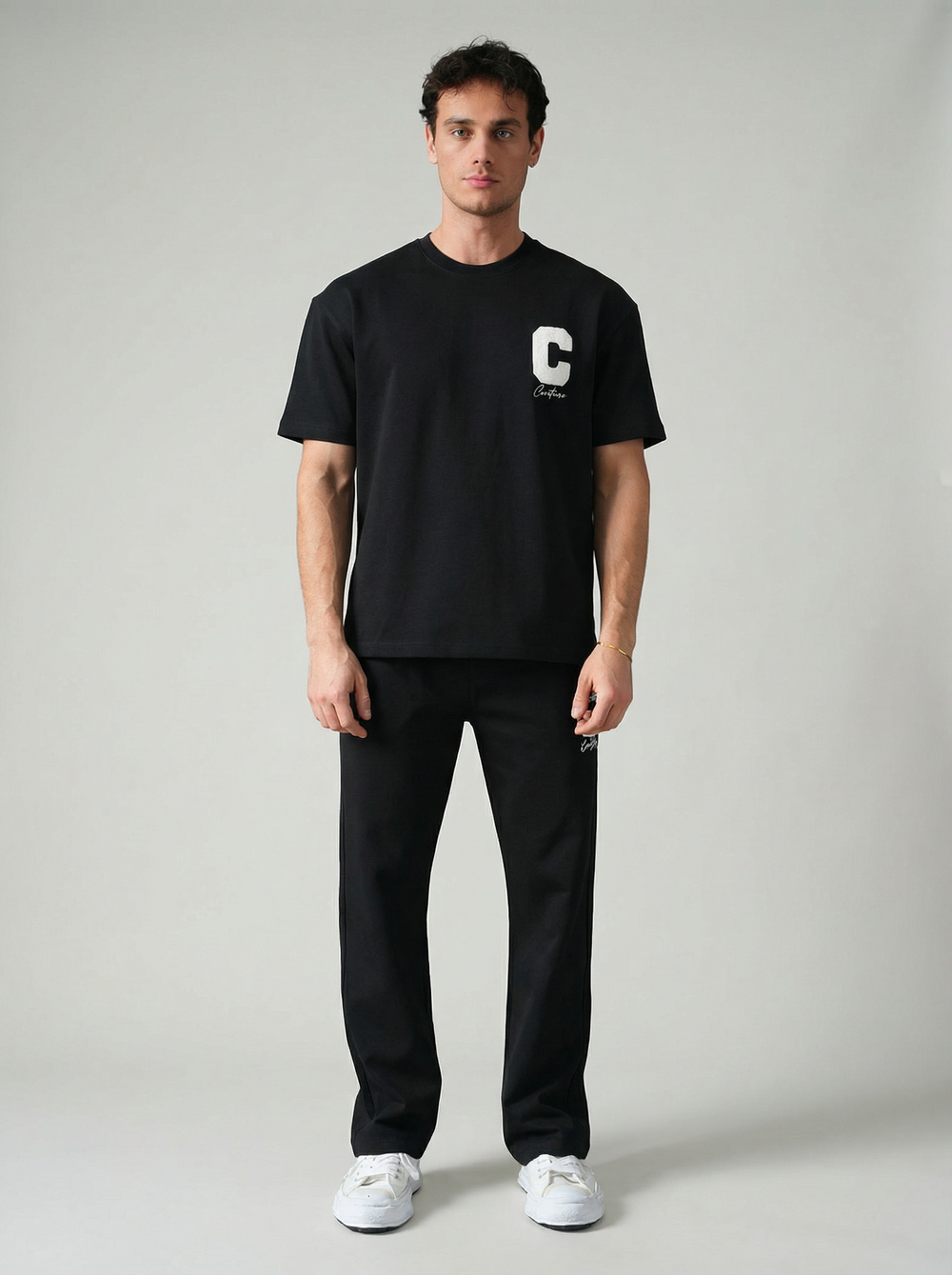 Ensemble Homme Premium T-Shirt et Pantalon C Couture - Noir
