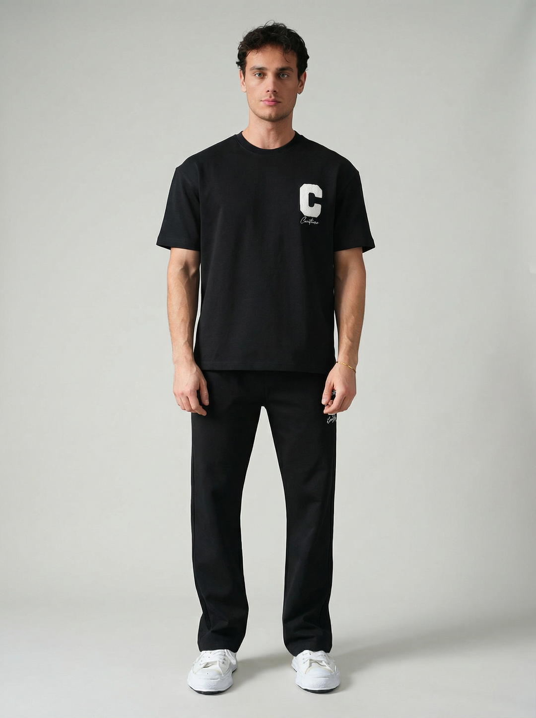 Ensemble Homme Premium T-Shirt et Pantalon C Couture - Noir