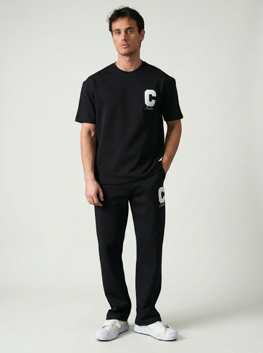 Ensemble Homme Premium T-Shirt et Pantalon C Couture - Noir