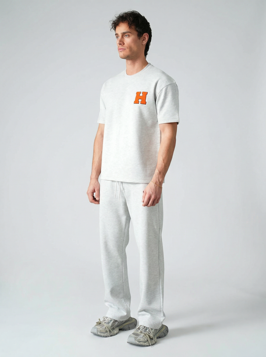 Ensemble Homme Premium T-Shirt et Pantalon H Patch Chenille - Gris