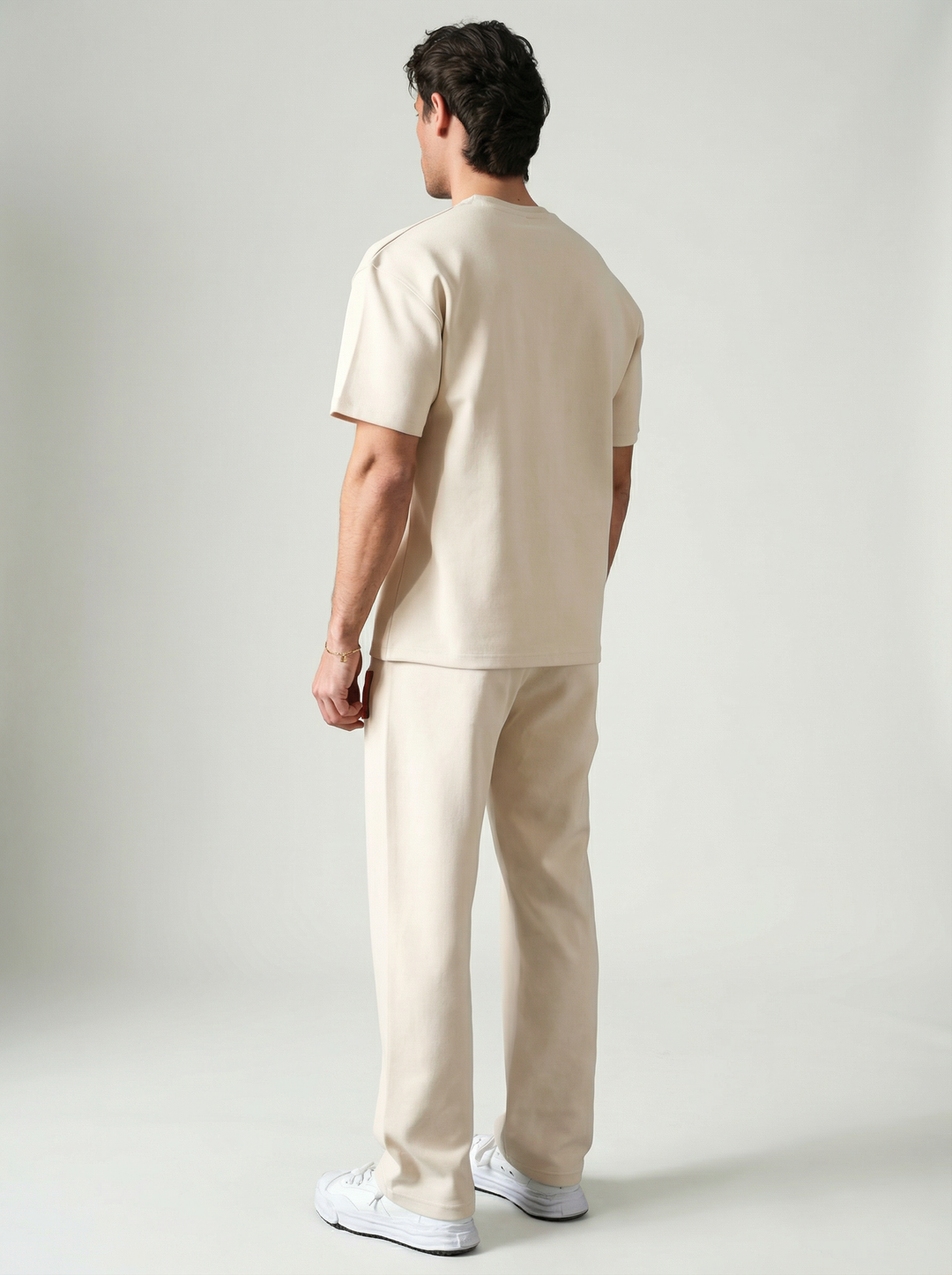 Ensemble Homme Premium T-Shirt et Pantalon H Patch Chenille - Beige