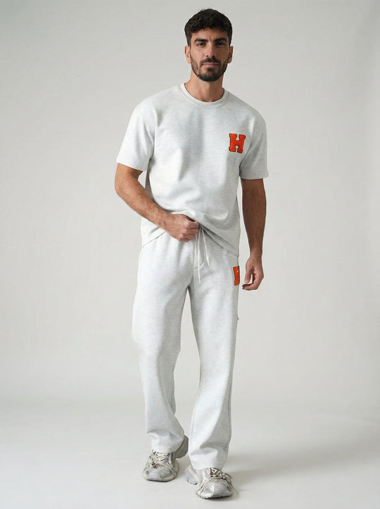 Ensemble Homme Premium T-Shirt et Pantalon H Patch Chenille - Gris