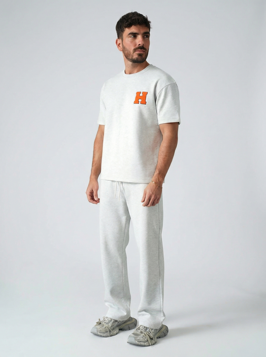 Ensemble Homme Premium T-Shirt et Pantalon H Patch Chenille - Gris
