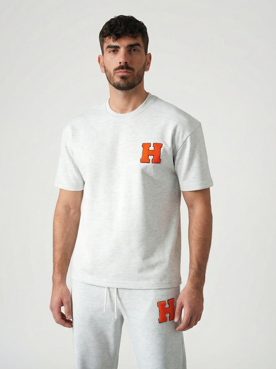 Ensemble Homme Premium T-Shirt et Pantalon H Patch Chenille - Gris
