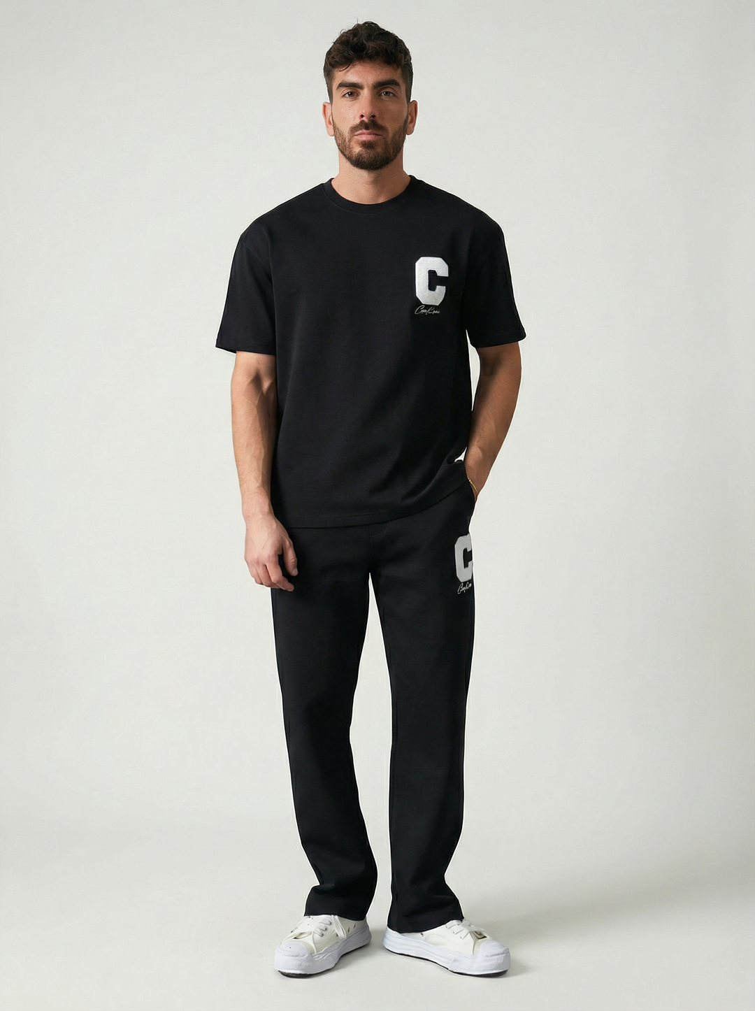 Ensemble Homme Premium T-Shirt et Pantalon C Couture - Noir