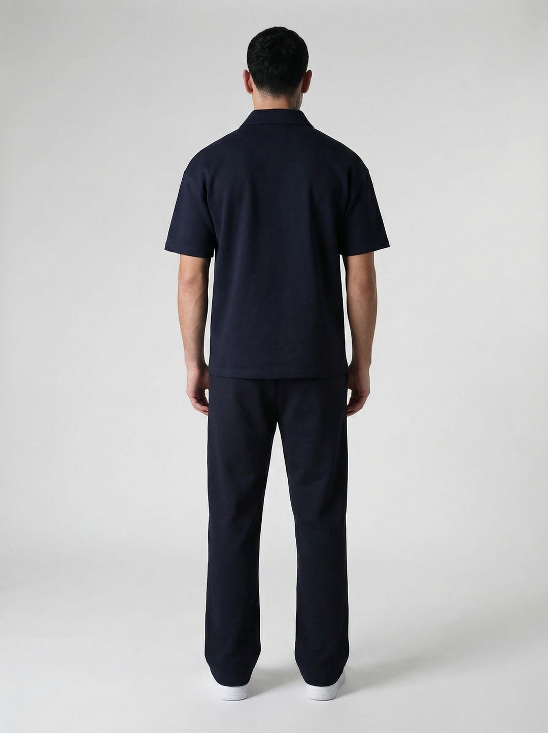 Ensemble Homme Polo Zippé et Pantalon Coupe Moderne - Bleu Marine