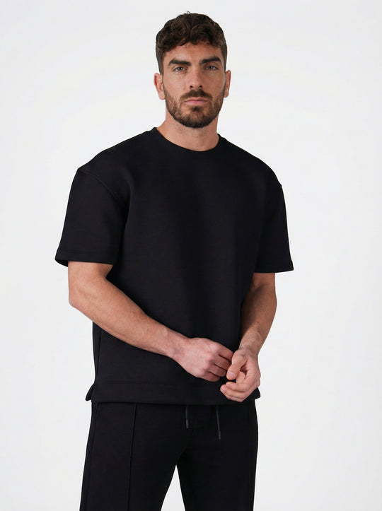 Ensemble Homme Premium T-Shirt et Pantalon Coupe Structurée - Noir
