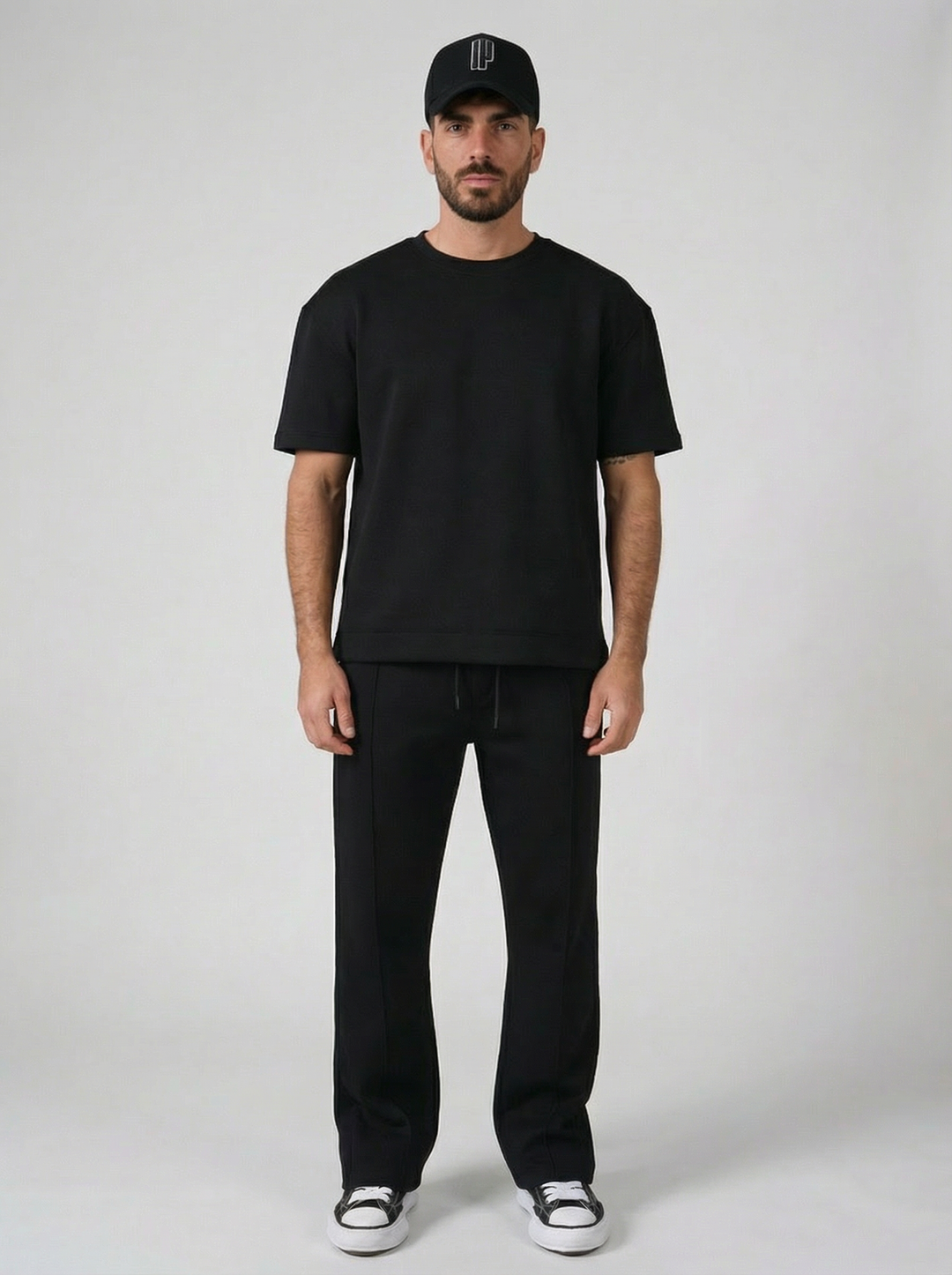 Ensemble Homme Premium T-Shirt et Pantalon Coupe Structurée - Noir