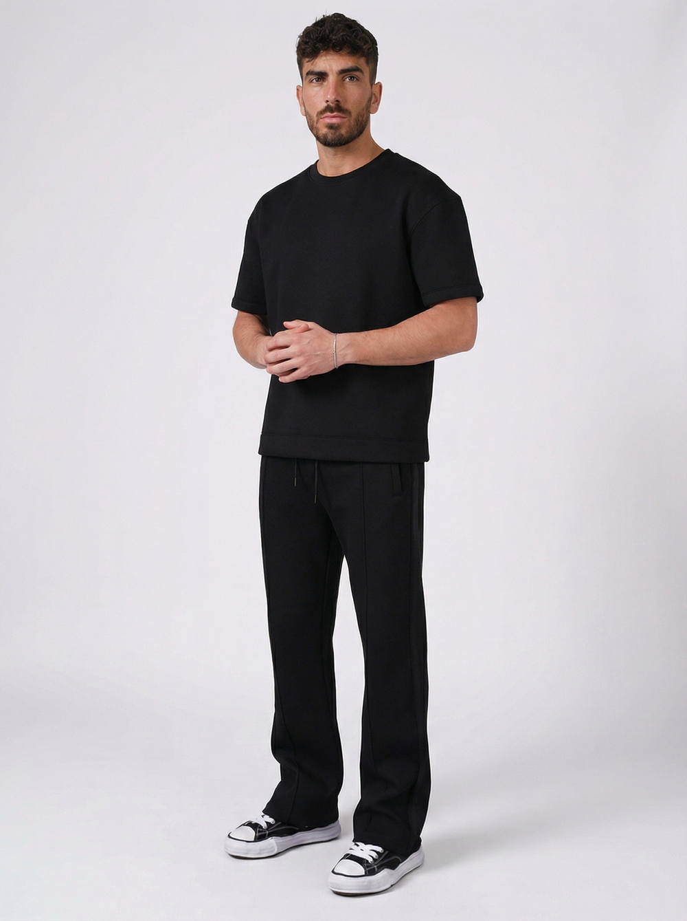 Ensemble Homme Premium T-Shirt et Pantalon Coupe Structurée - Noir
