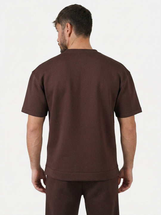 Ensemble Homme Premium T-Shirt et Pantalon Coupe Structurée - Marron