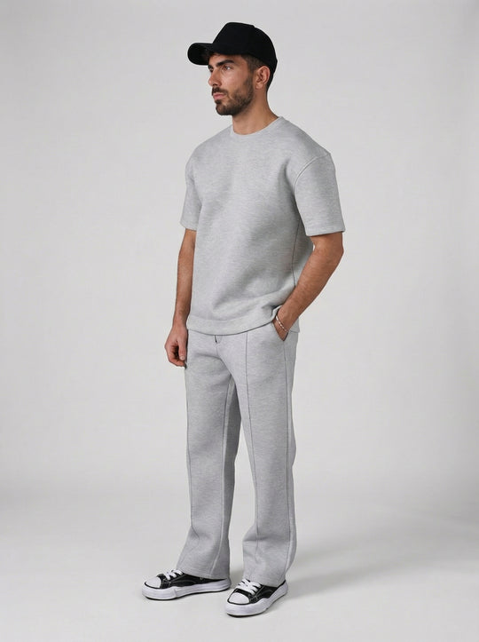 Ensemble Homme Premium T-Shirt et Pantalon Coupe Structurée - Gris