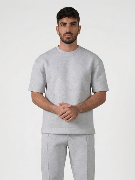 Ensemble Homme Premium T-Shirt et Pantalon Coupe Structurée - Gris