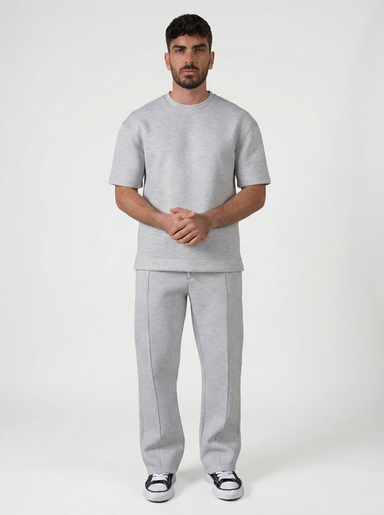 Ensemble Homme Premium T-Shirt et Pantalon Coupe Structurée - Gris