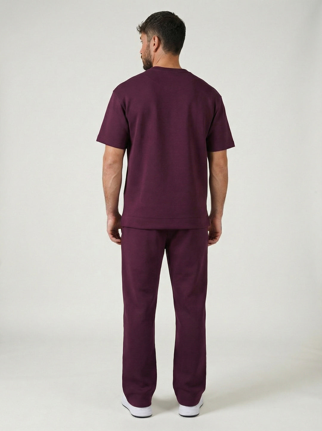 Ensemble Homme Premium T-Shirt et Pantalon Coupe Structurée - Bordeaux