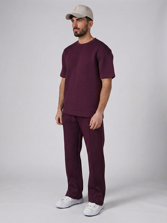 Ensemble Homme Premium T-Shirt et Pantalon Coupe Structurée - Bordeaux