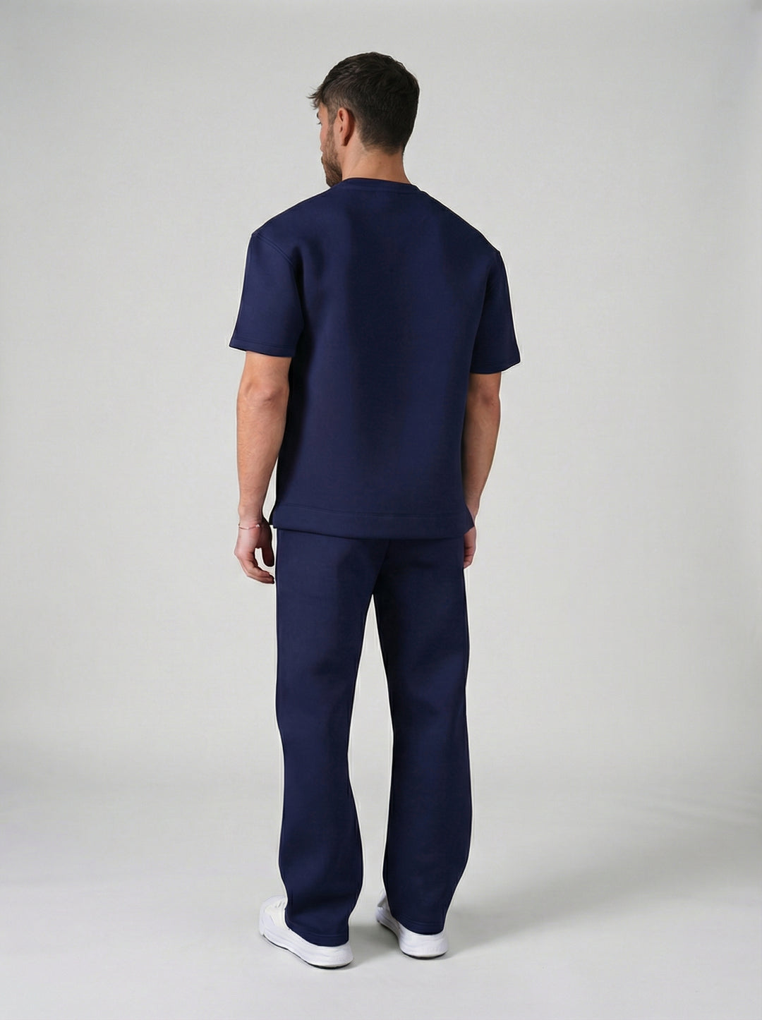 Ensemble Homme Premium T-Shirt et Pantalon Coupe Structurée - Bleu Marine