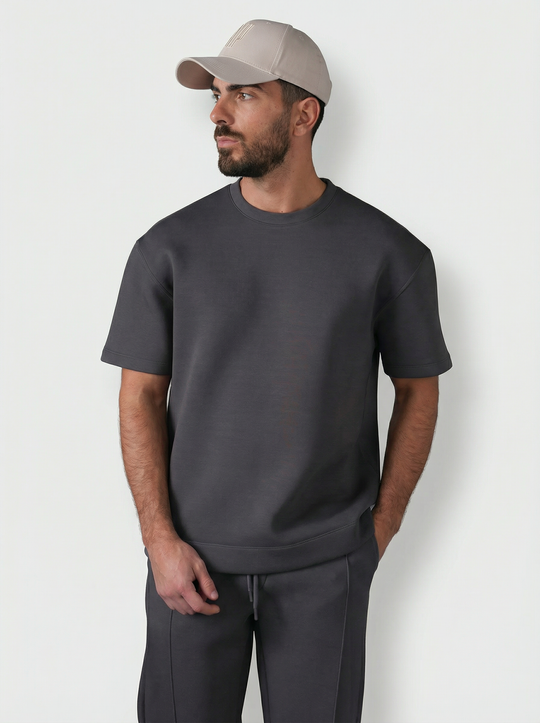 Ensemble Homme Premium T-Shirt et Pantalon Coupe Structurée - Anthracite