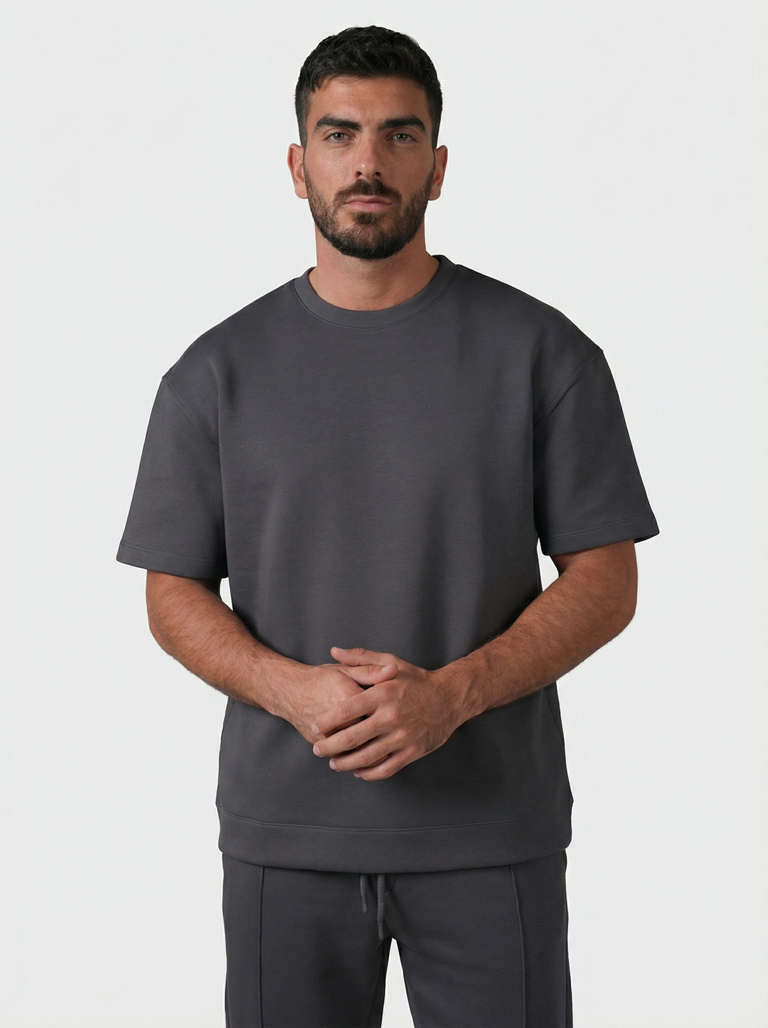 Ensemble Homme Premium T-Shirt et Pantalon Coupe Structurée - Anthracite