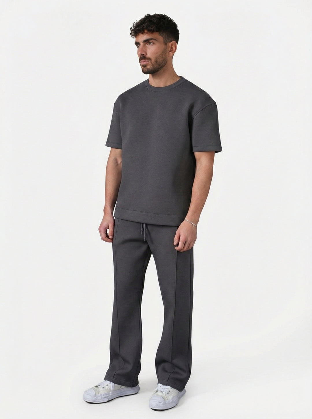 Ensemble Homme Premium T-Shirt et Pantalon Coupe Structurée - Anthracite