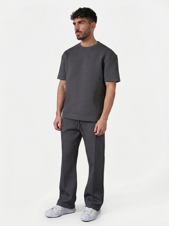 Ensemble Homme Premium T-Shirt et Pantalon Coupe Structurée - Anthracite