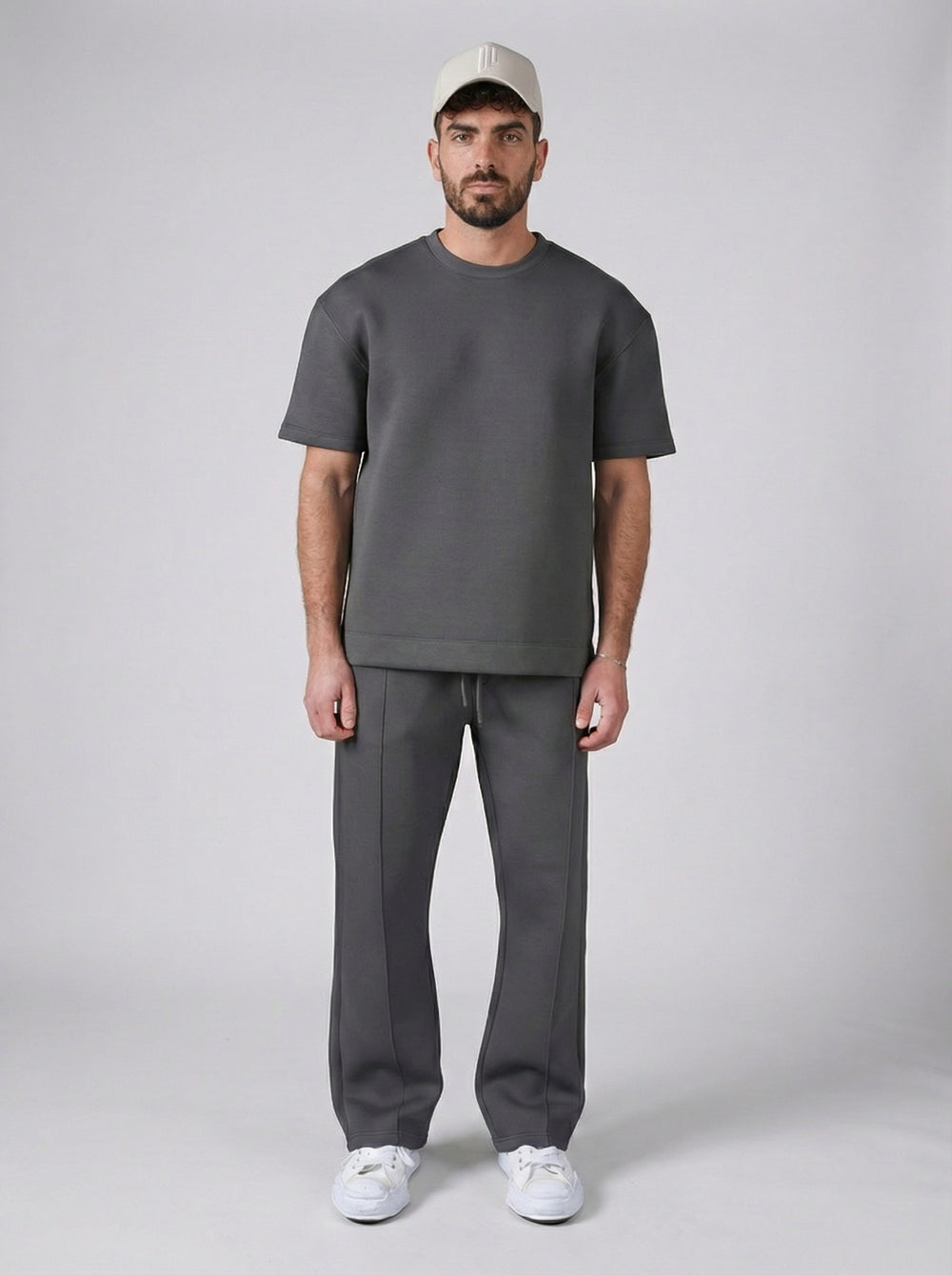 Ensemble Homme Premium T-Shirt et Pantalon Coupe Structurée - Anthracite