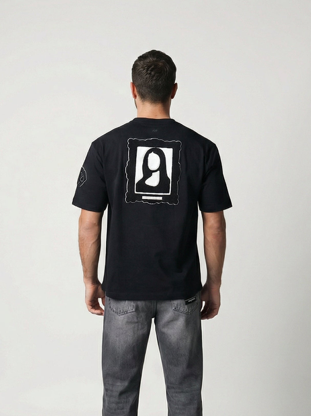 T-Shirt Homme Streetwear Patch Brodé Dos - Noir