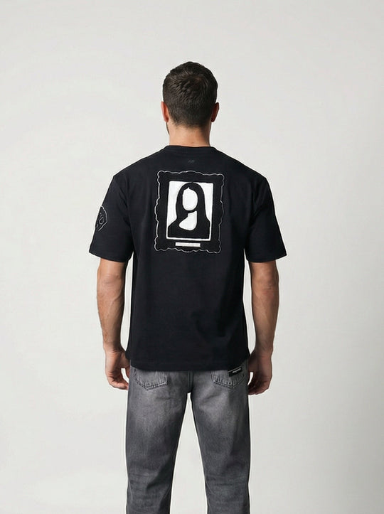T-Shirt Homme Streetwear Patch Brodé Dos - Noir