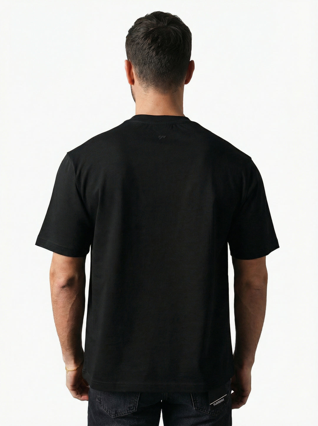 T-Shirt Homme Streetwear Patch Cœurs Brodés - Noir