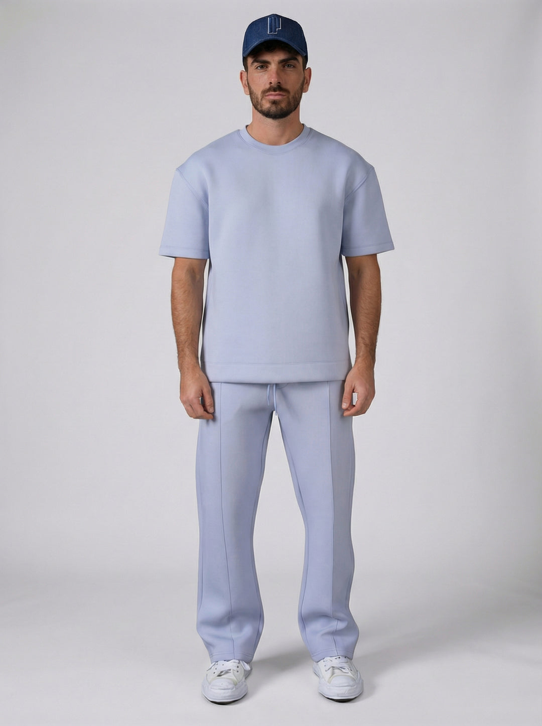 Ensemble Homme Premium T-Shirt et Pantalon Coupe Structurée - Bleu Ciel