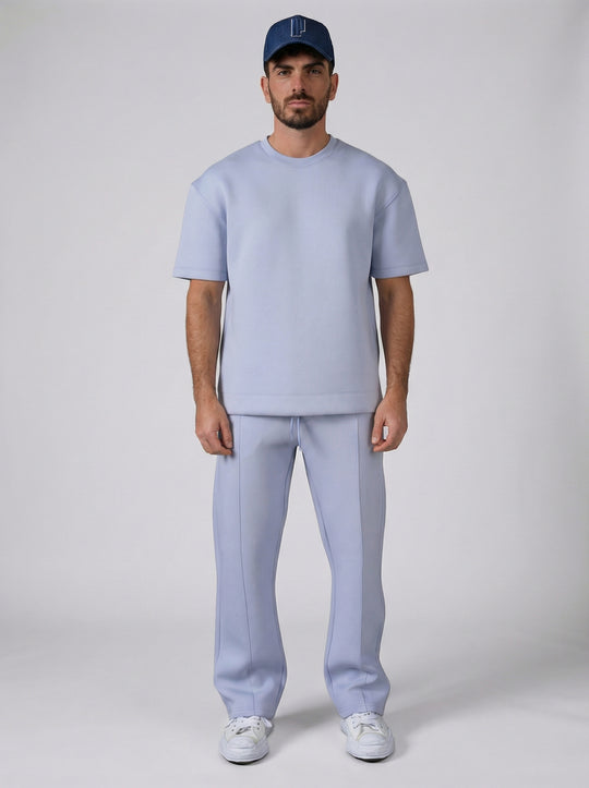 Ensemble Homme Premium T-Shirt et Pantalon Coupe Structurée - Bleu Ciel