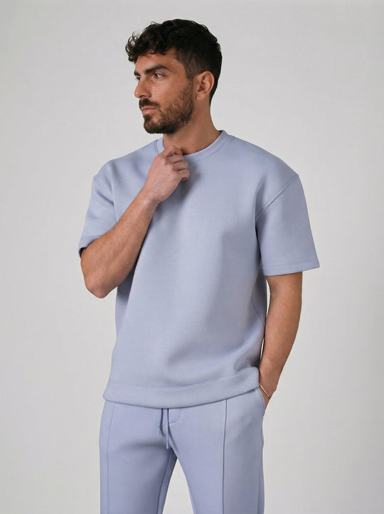 Ensemble Homme Premium T-Shirt et Pantalon Coupe Structurée - Bleu Ciel