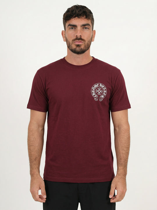 T-Shirt Homme Streetwear Logo Oversize Dos - Bordeaux
