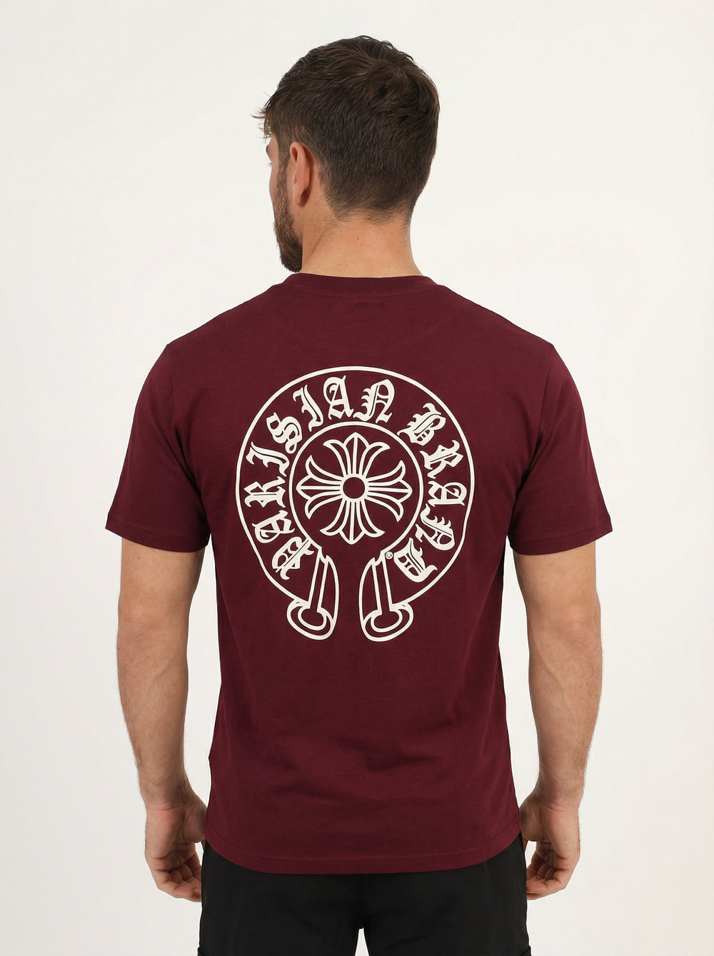 T-Shirt Homme Streetwear Logo Oversize Dos - Bordeaux