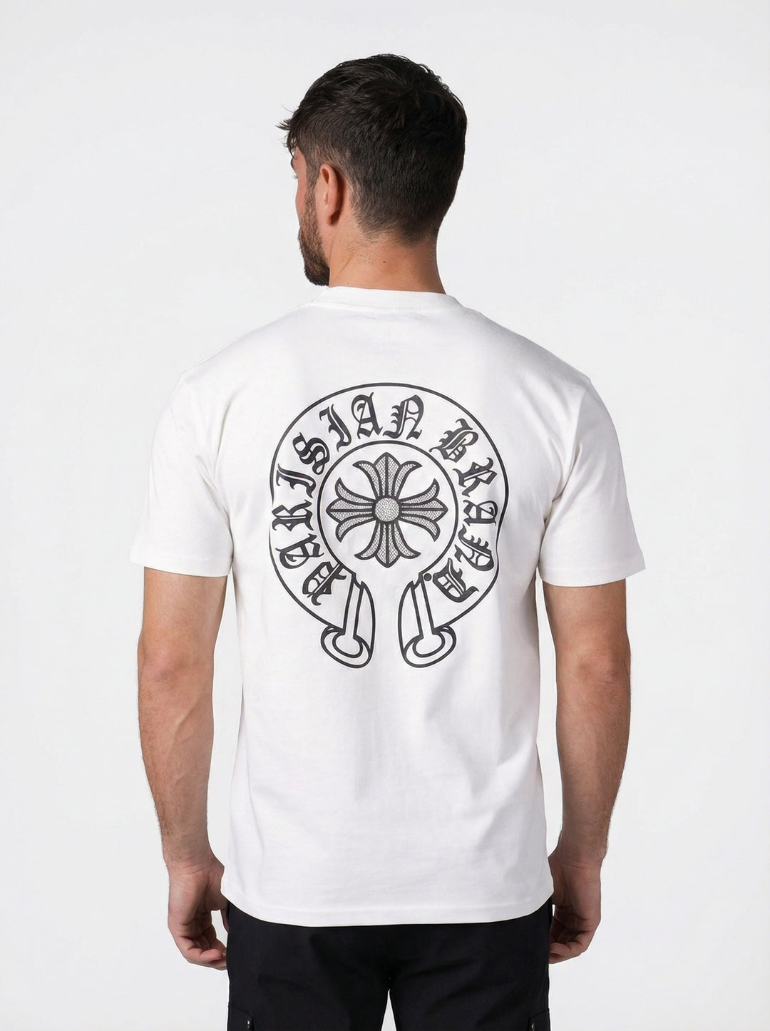 T-Shirt Homme Streetwear Logo Oversize Dos - Blanc