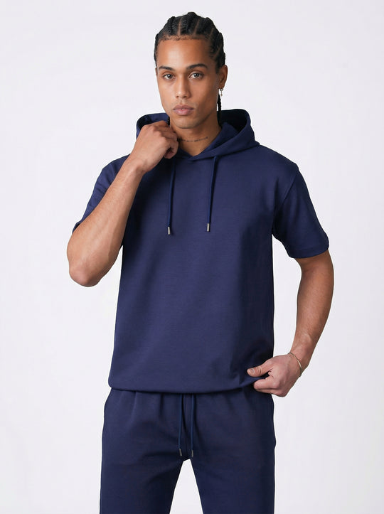 Ensemble Homme Hoodie Manches Courtes et Pantalon - Bleu Marine
