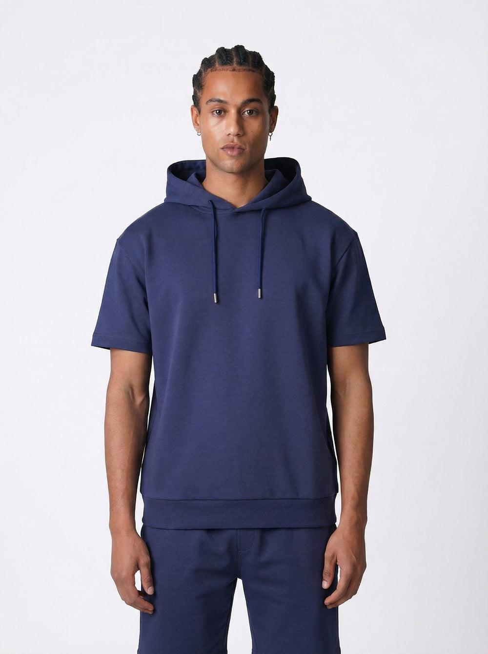 Ensemble Homme Hoodie Manches Courtes et Pantalon - Bleu Marine