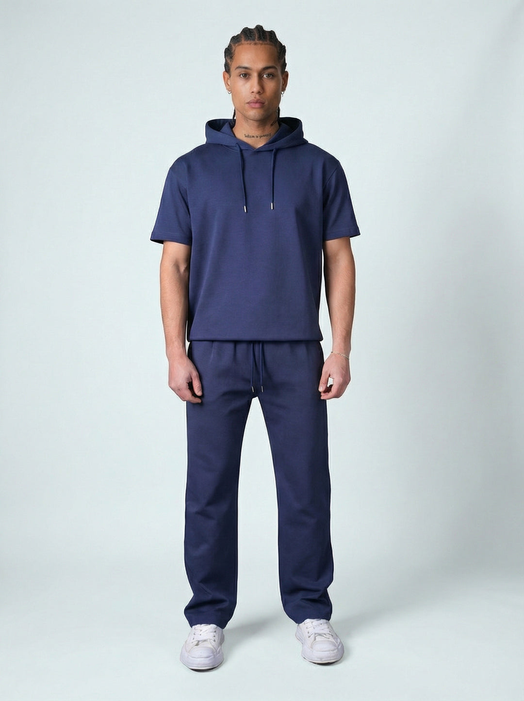 Ensemble Homme Hoodie Manches Courtes et Pantalon - Bleu Marine