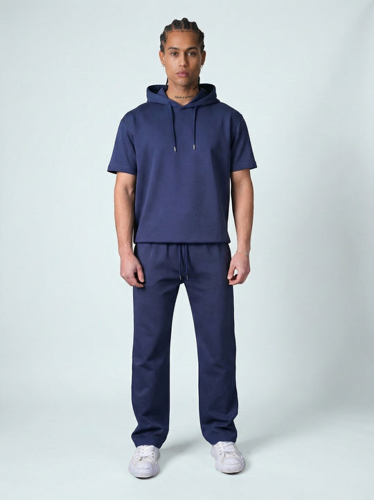 Ensemble Homme Hoodie Manches Courtes et Pantalon - Bleu Marine