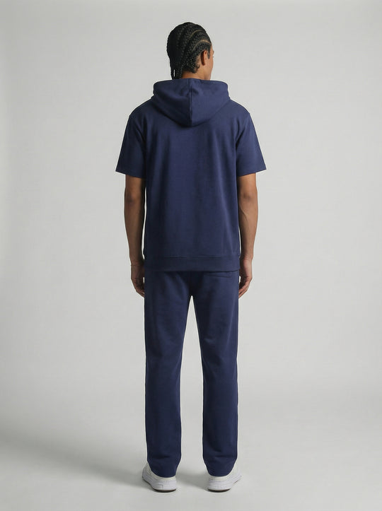 Ensemble Homme Hoodie Manches Courtes et Pantalon - Bleu Marine