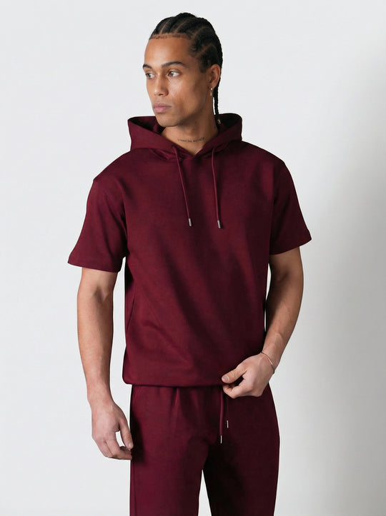 Ensemble Homme Hoodie Manches Courtes et Pantalon - Bordeaux