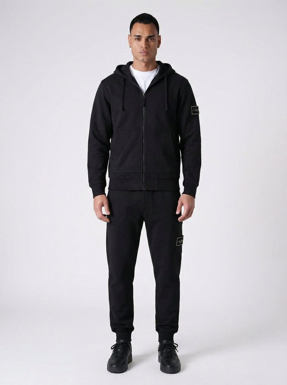 Ensemble Survêtement Homme ALPHA Hoodie Zippé et Jogging Streetwear - Noir