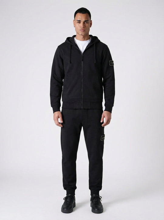 Ensemble Survêtement Homme ALPHA Hoodie Zippé et Jogging Streetwear - Noir