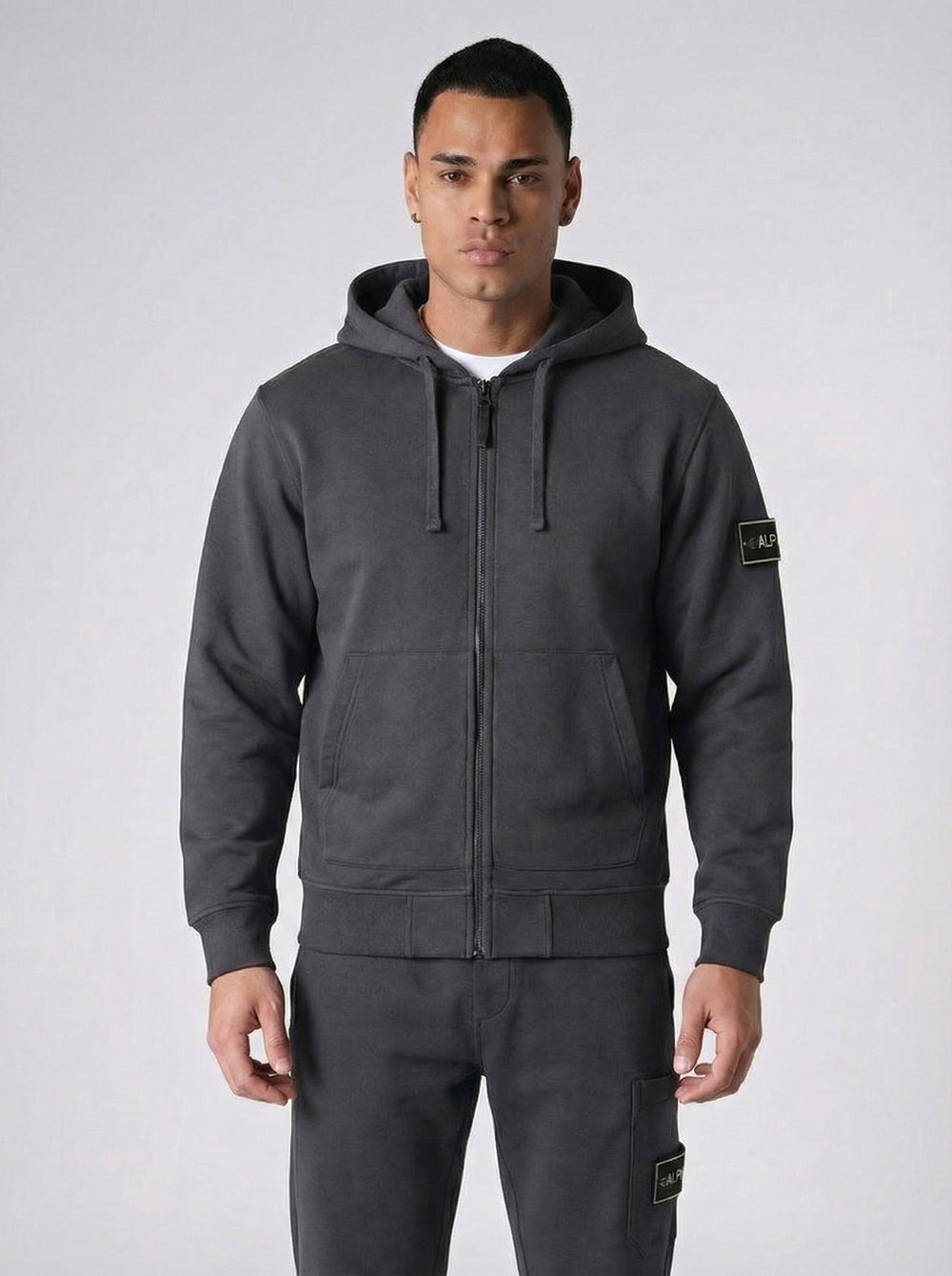 Ensemble Survêtement Homme ALPHA Hoodie Zippé et Jogging Streetwear - Anthracite