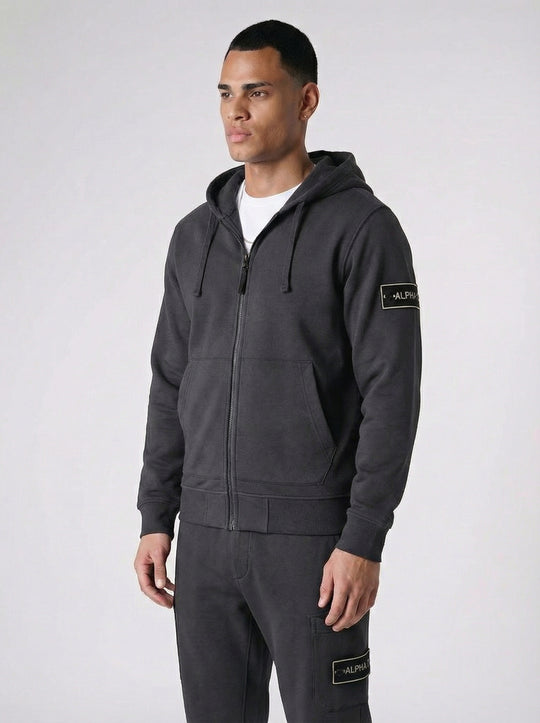 Ensemble Survêtement Homme ALPHA Hoodie Zippé et Jogging Streetwear - Anthracite