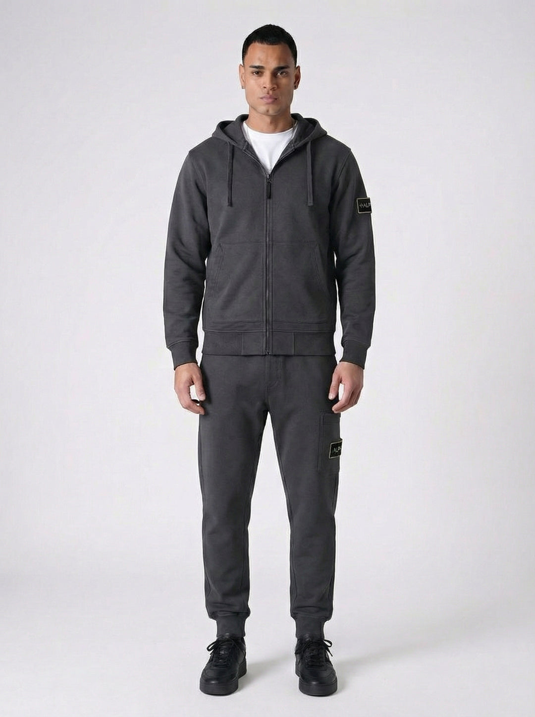 Ensemble Survêtement Homme ALPHA Hoodie Zippé et Jogging Streetwear - Anthracite