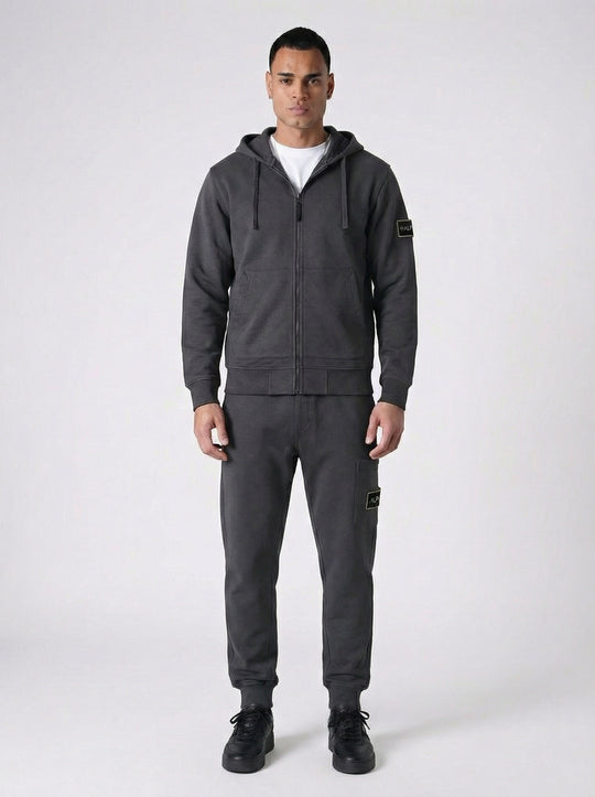 Ensemble Survêtement Homme ALPHA Hoodie Zippé et Jogging Streetwear - Anthracite
