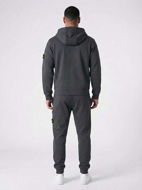 Ensemble Survêtement Homme ALPHA Hoodie Zippé et Jogging Streetwear - Anthracite