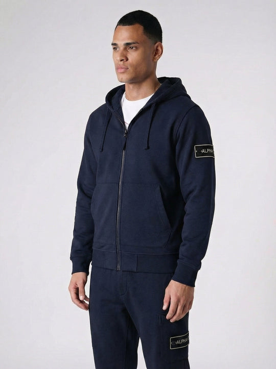 Ensemble Survêtement Homme ALPHA Hoodie Zippé et Jogging Streetwear - Bleu Marine