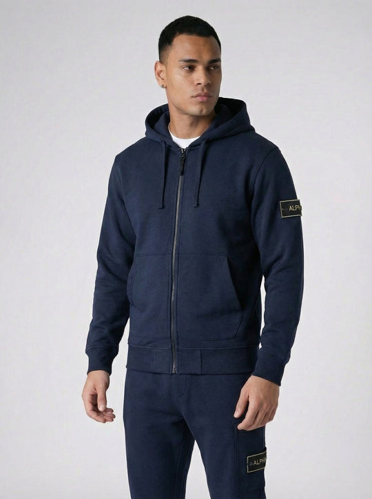 Ensemble Survêtement Homme ALPHA Hoodie Zippé et Jogging Streetwear - Bleu Marine