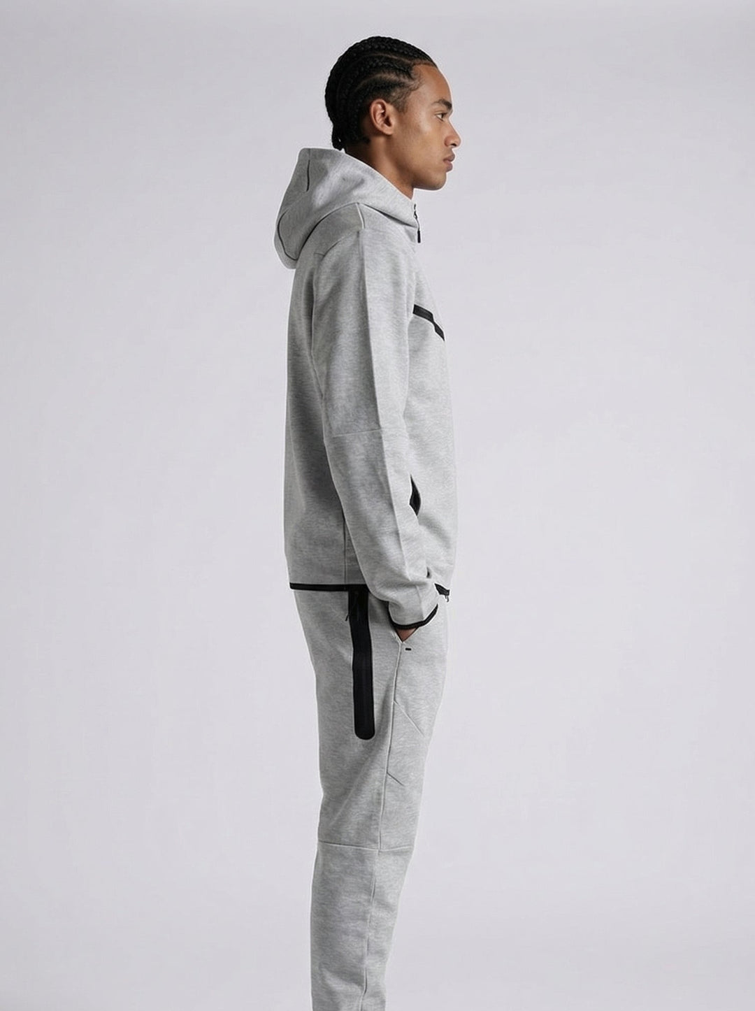 Ensemble Survêtement Homme ALPHA Tech Hoodie Zippé et Jogging - Gris